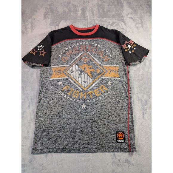 American Fighter Men's T-Shirt Double Sided Thin Black & Red Tee in Large - Picture 4 of 9